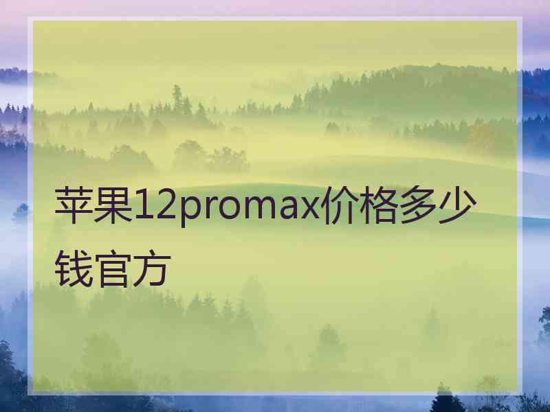 苹果12promax价格多少钱官方