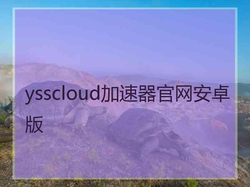 ysscloud加速器官网安卓版