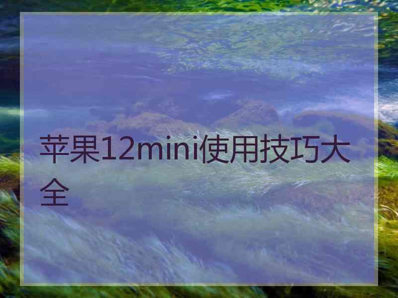 苹果12mini使用技巧大全