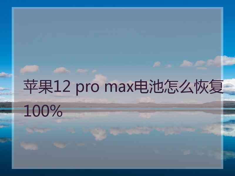 苹果12 pro max电池怎么恢复100%