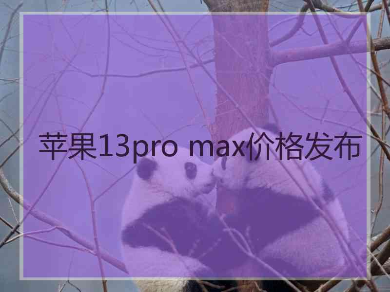 苹果13pro max价格发布