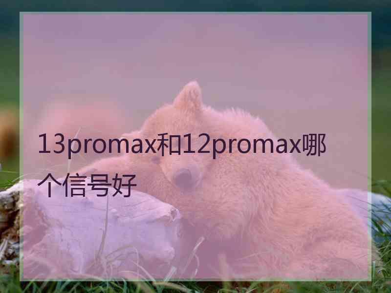 13promax和12promax哪个信号好