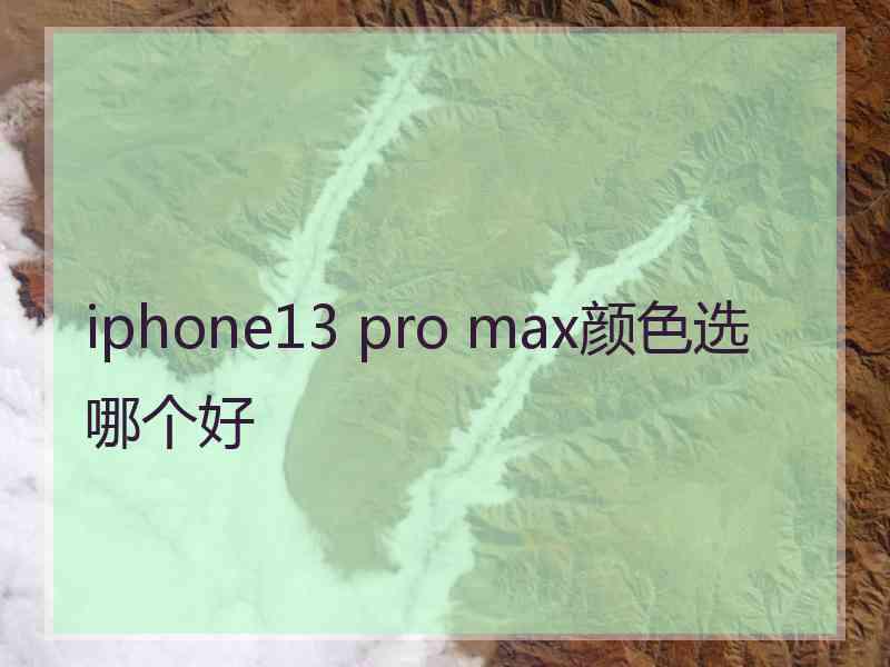 iphone13 pro max颜色选哪个好