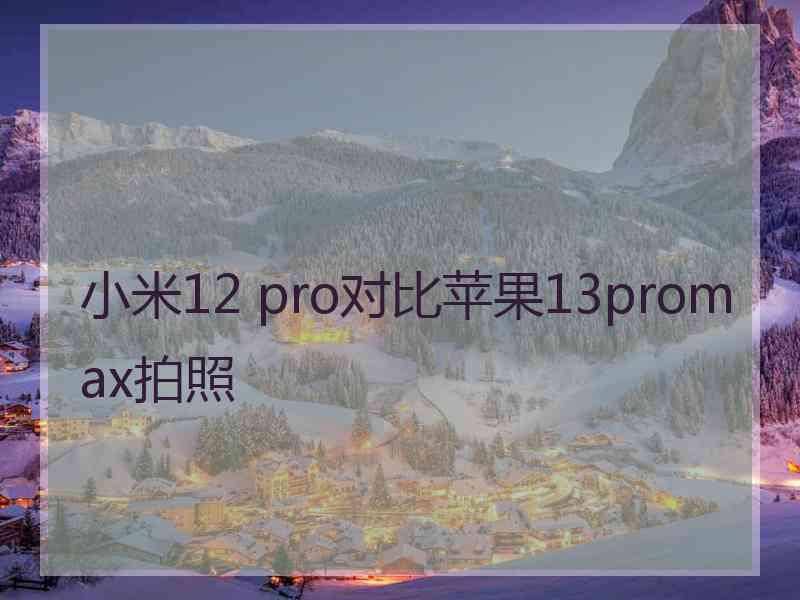 小米12 pro对比苹果13promax拍照