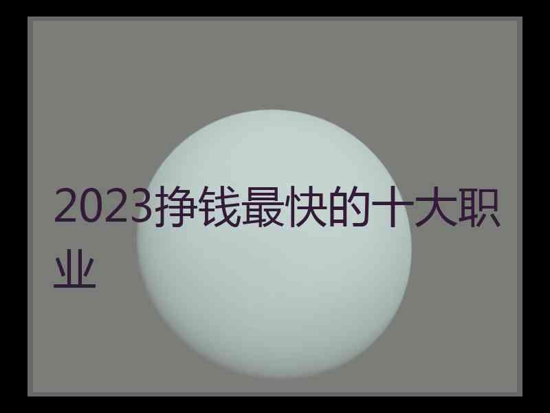 2023挣钱最快的十大职业