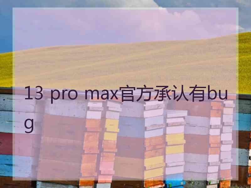 13 pro max官方承认有bug