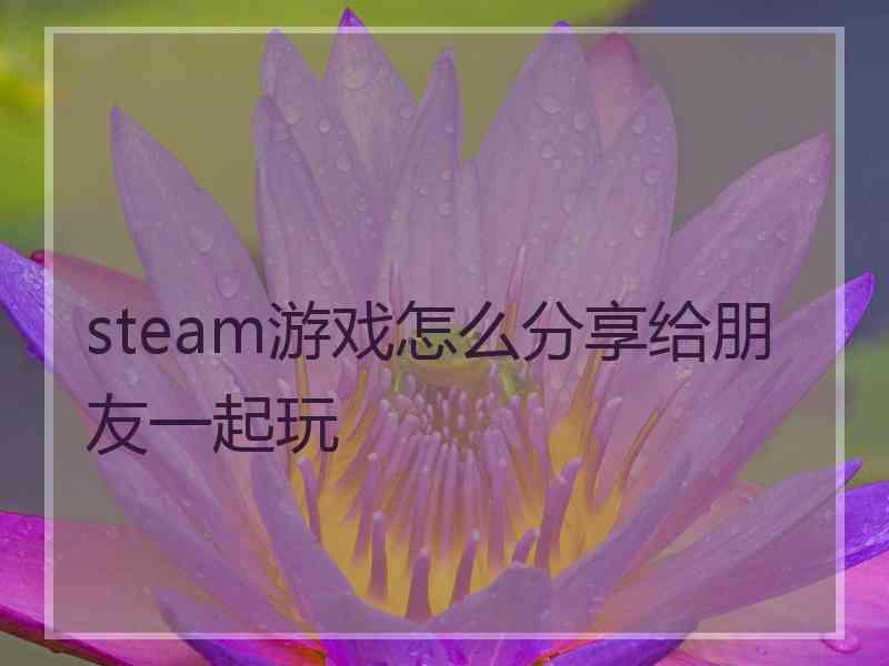 steam游戏怎么分享给朋友一起玩