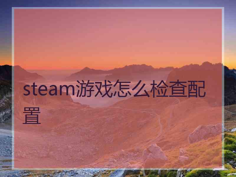 steam游戏怎么检查配置