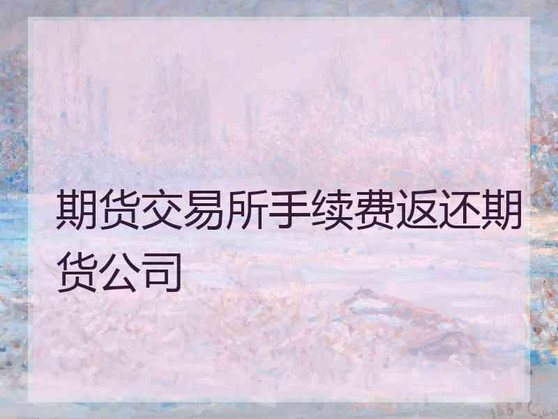 期货交易所手续费返还期货公司