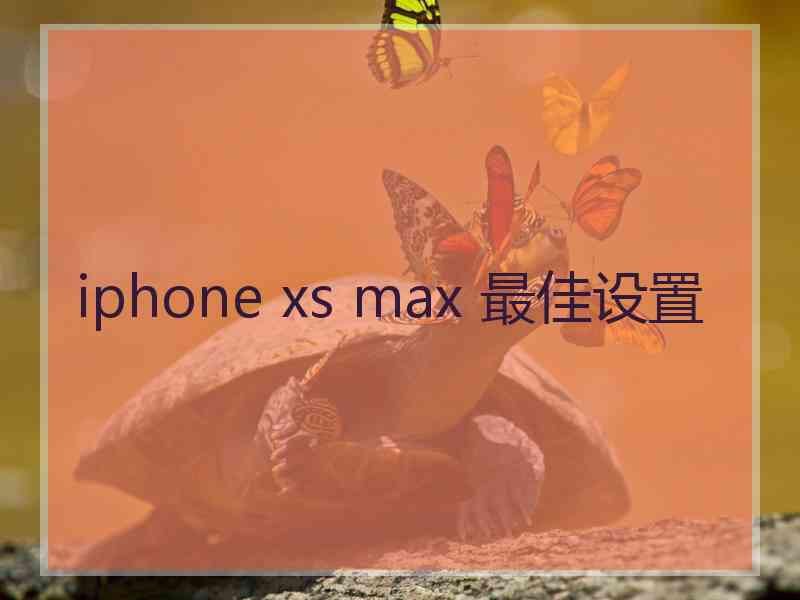 iphone xs max 最佳设置