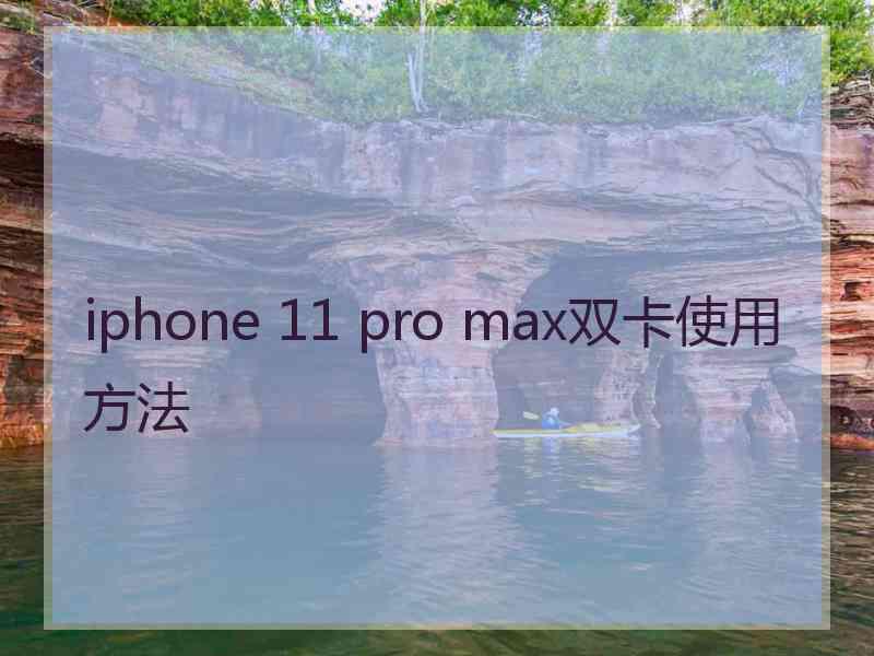 iphone 11 pro max双卡使用方法