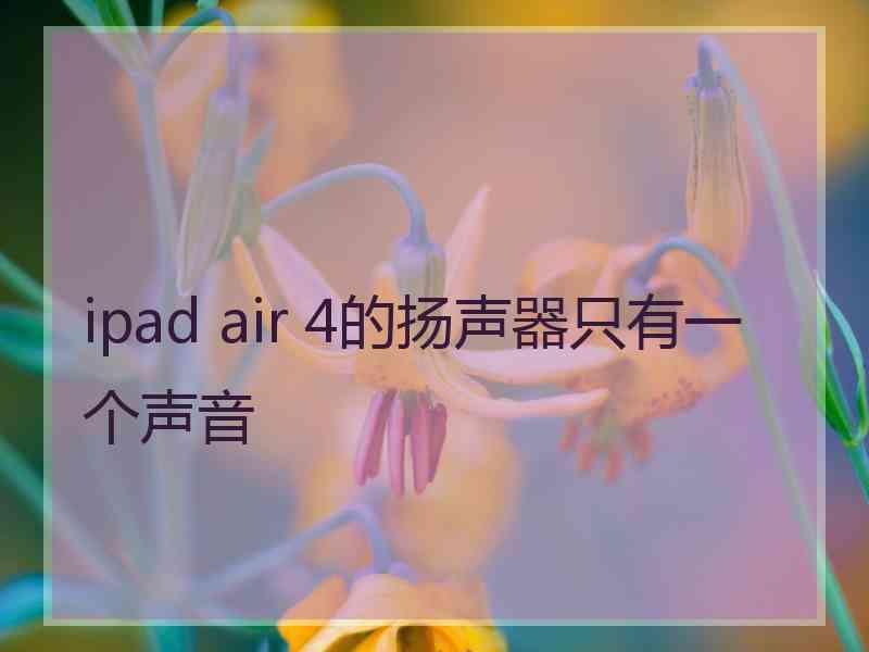 ipad air 4的扬声器只有一个声音