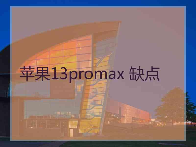 苹果13promax 缺点