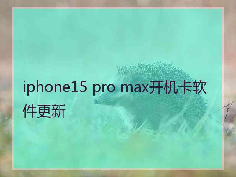 iphone15 pro max开机卡软件更新