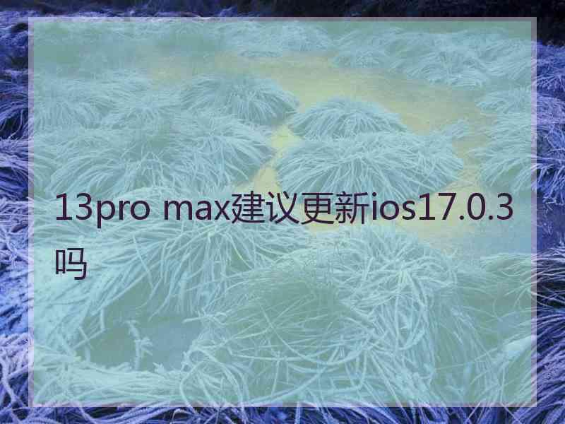 13pro max建议更新ios17.0.3吗