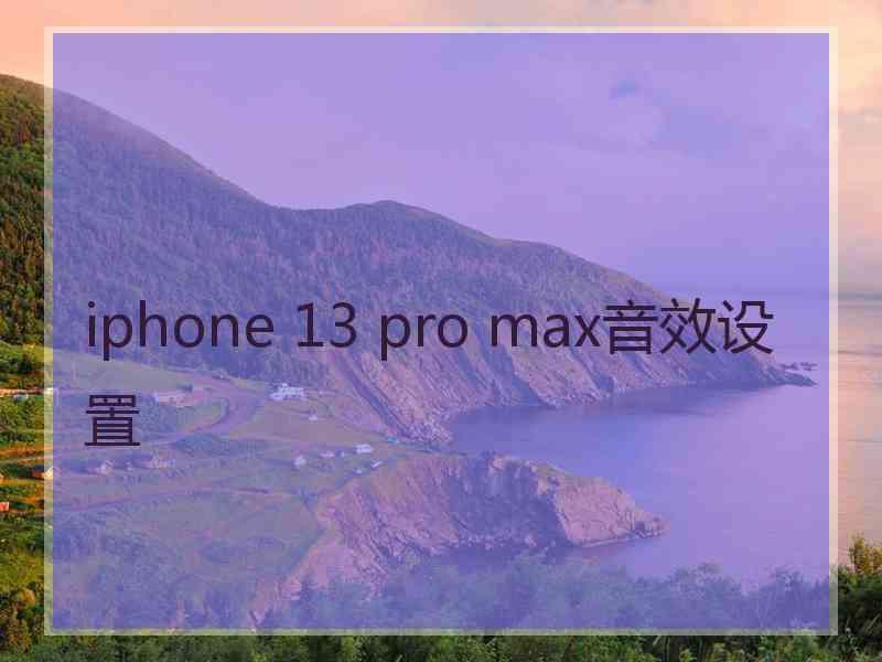 iphone 13 pro max音效设置