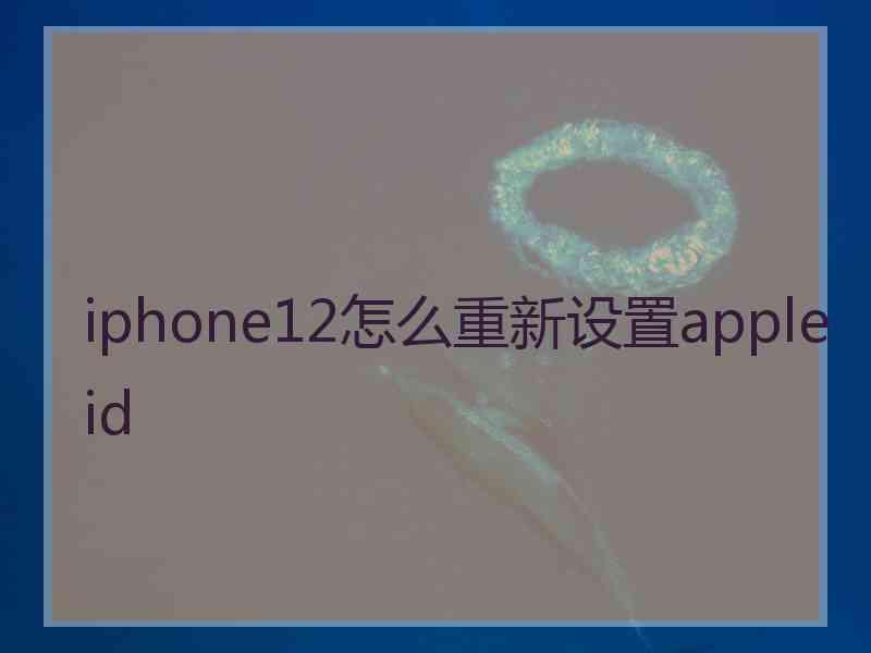 iphone12怎么重新设置appleid