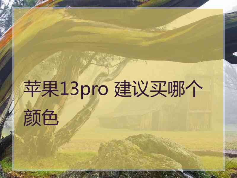 苹果13pro 建议买哪个颜色