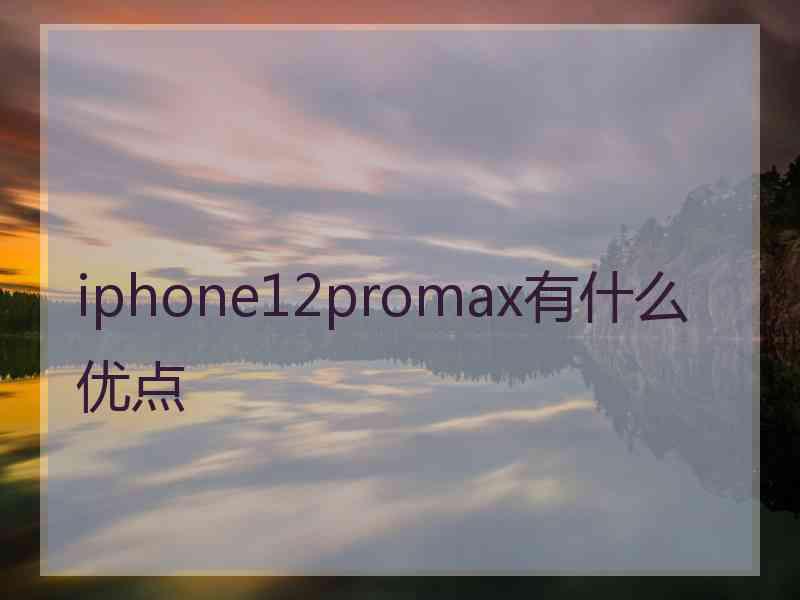 iphone12promax有什么优点