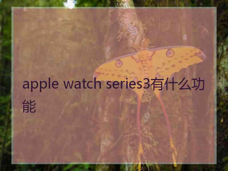 apple watch series3有什么功能