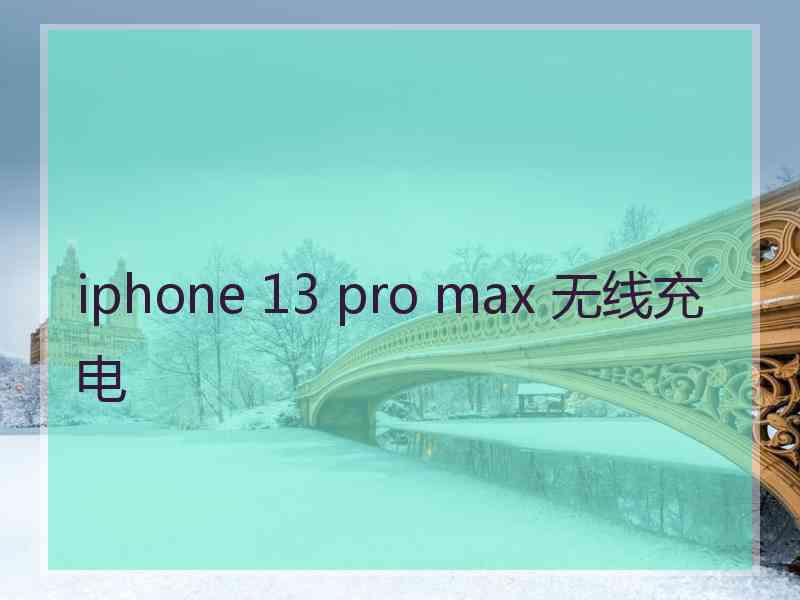 iphone 13 pro max 无线充电