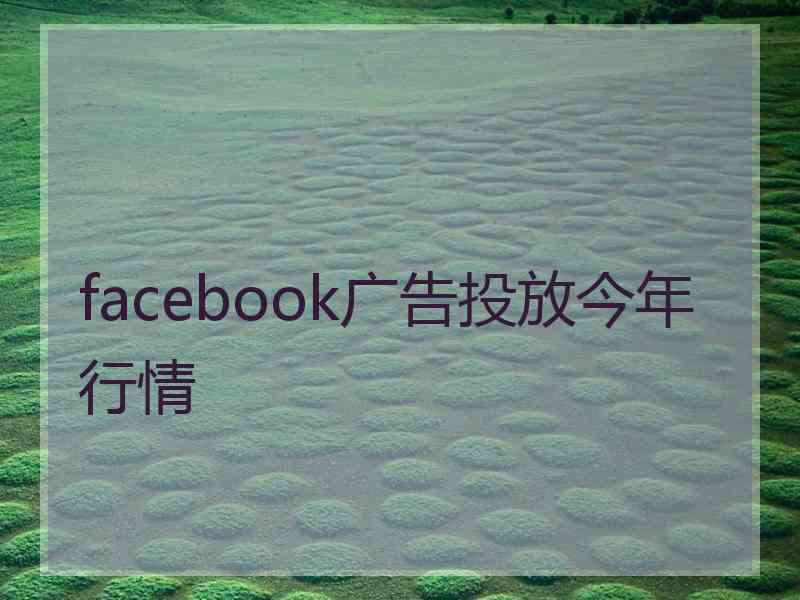 facebook广告投放今年行情