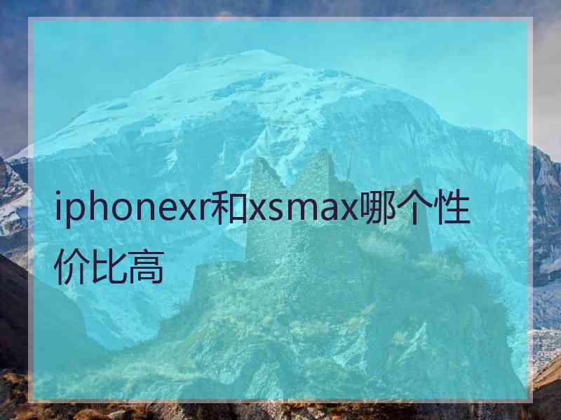 iphonexr和xsmax哪个性价比高