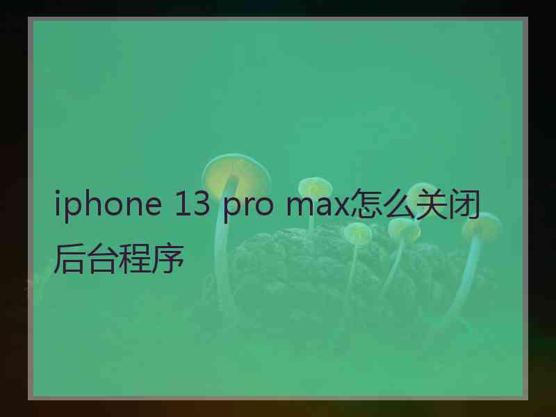 iphone 13 pro max怎么关闭后台程序