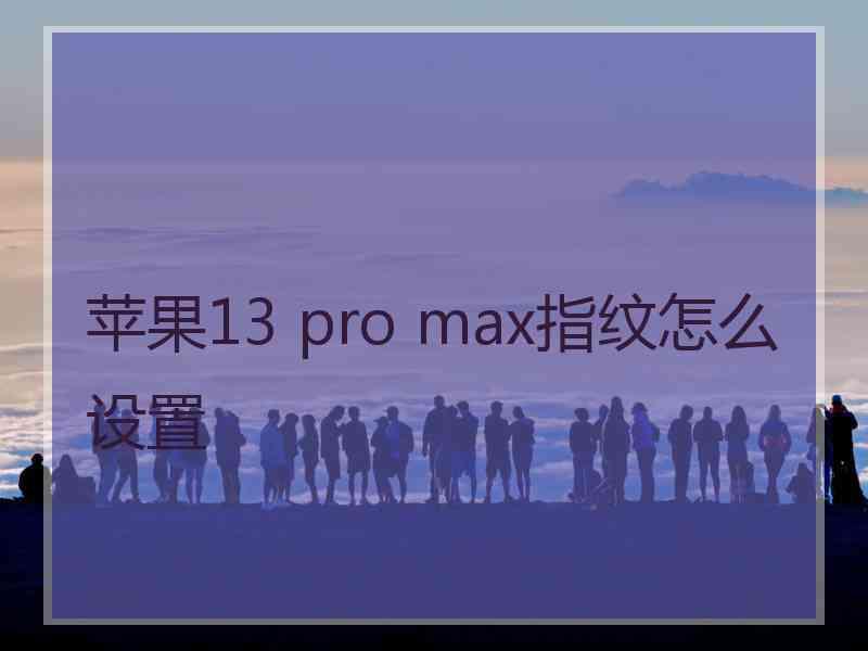 苹果13 pro max指纹怎么设置