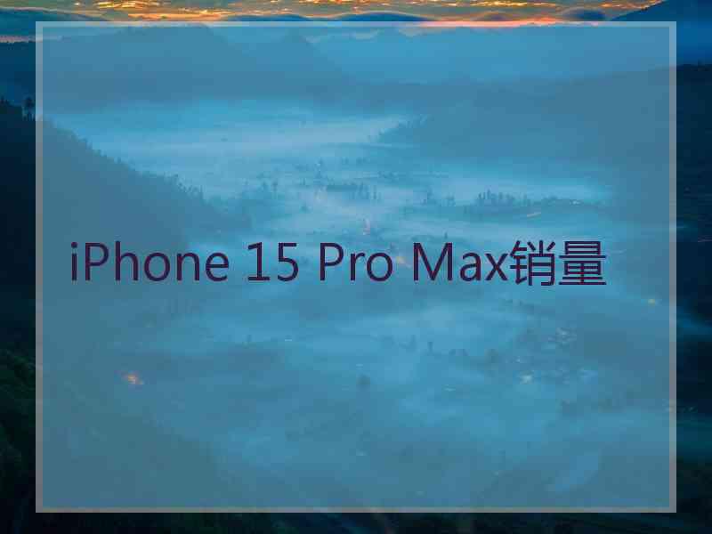 iPhone 15 Pro Max销量