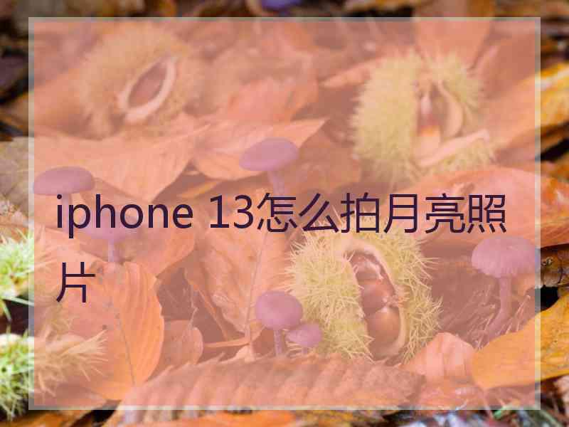 iphone 13怎么拍月亮照片