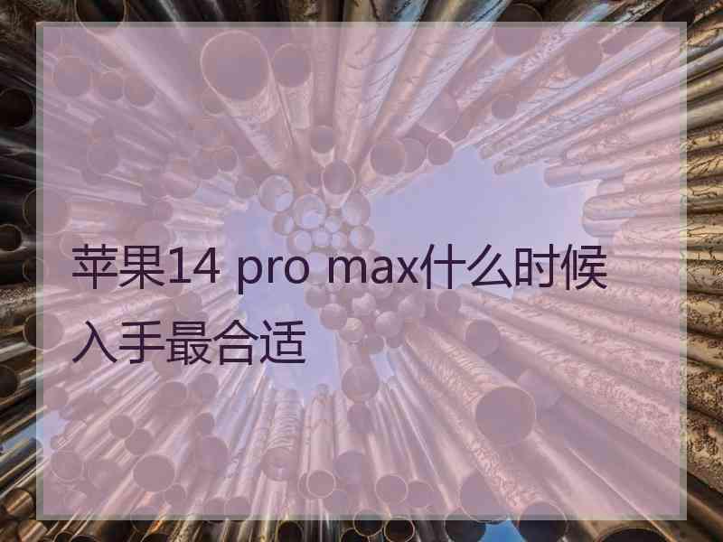 苹果14 pro max什么时候入手最合适