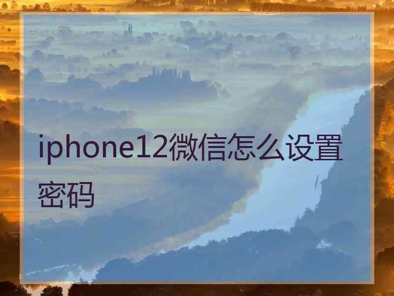 iphone12微信怎么设置密码