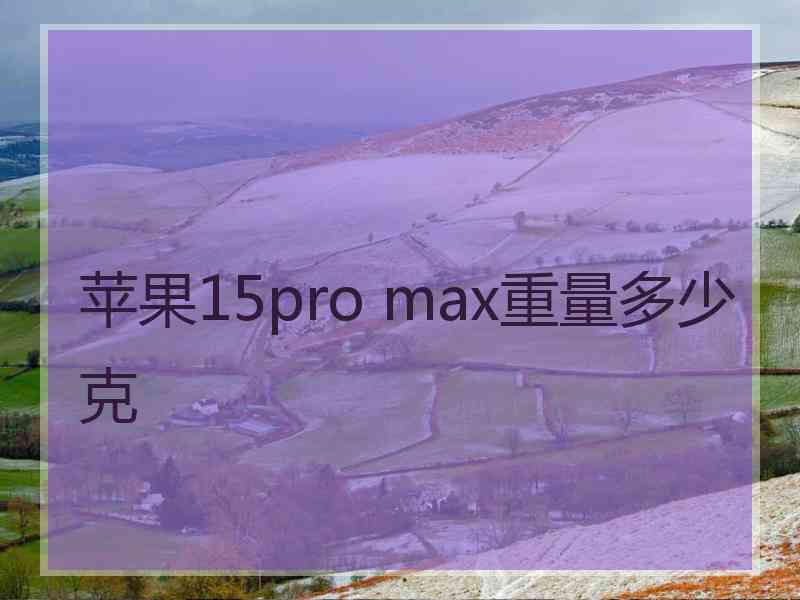 苹果15pro max重量多少克