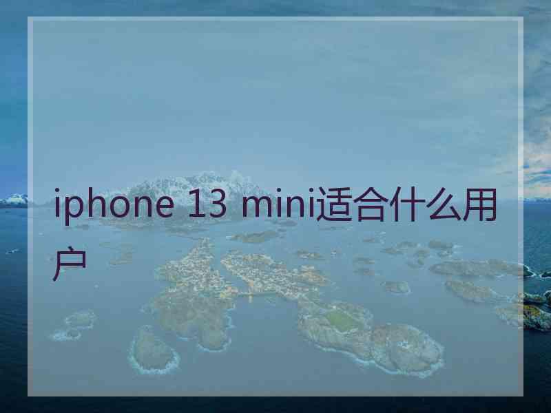 iphone 13 mini适合什么用户