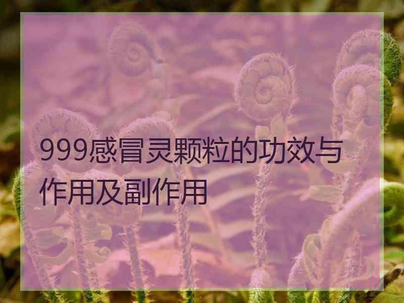 999感冒灵颗粒的功效与作用及副作用