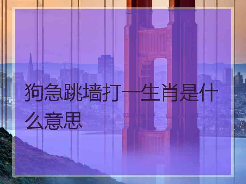 狗急跳墙打一生肖是什么意思