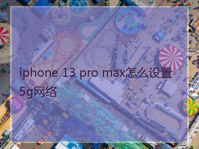 iphone 13 pro max怎么设置5g网络