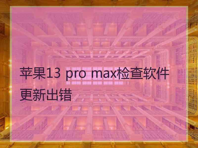 苹果13 pro max检查软件更新出错