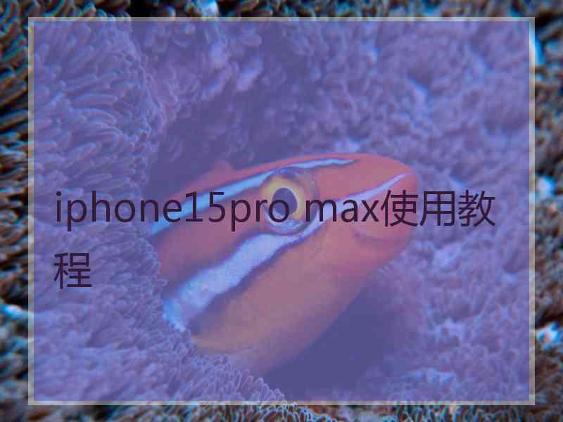 iphone15pro max使用教程