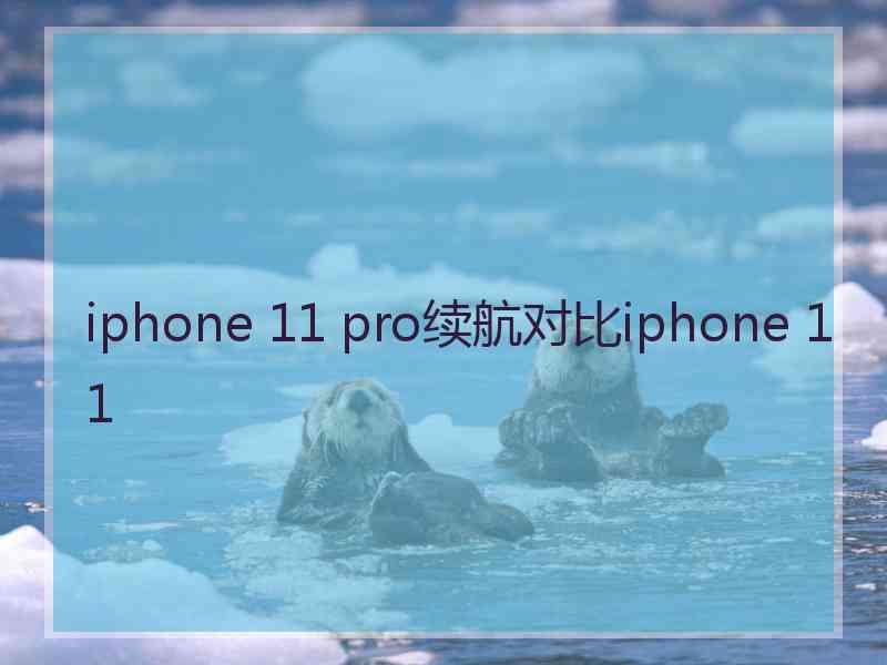 iphone 11 pro续航对比iphone 11