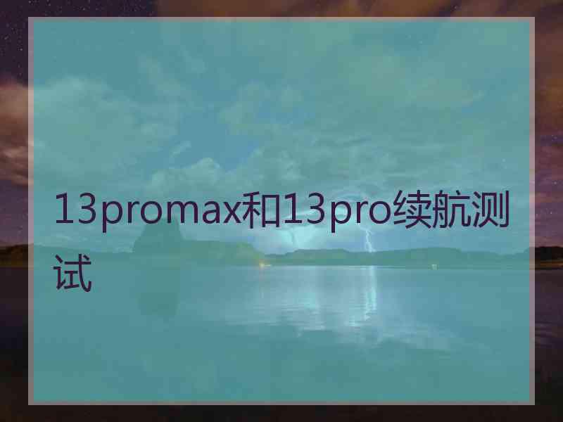 13promax和13pro续航测试