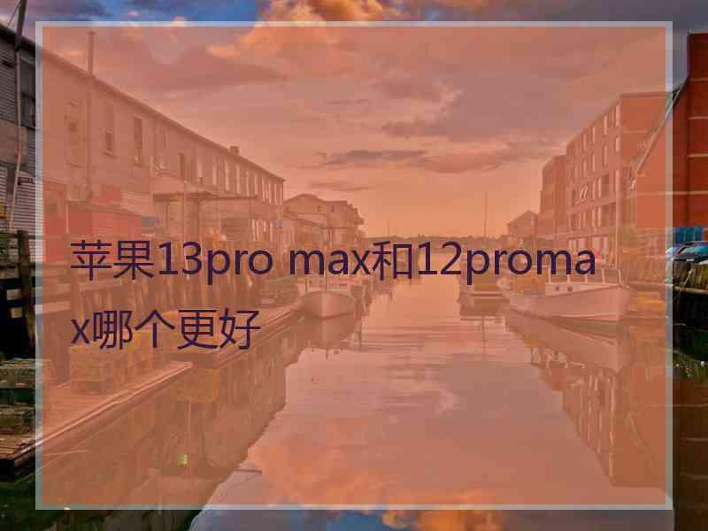 苹果13pro max和12promax哪个更好