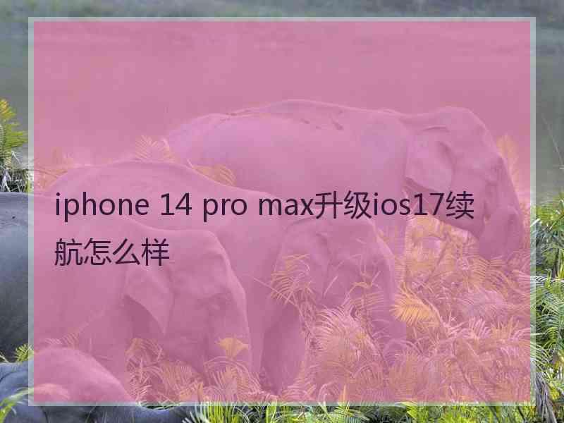 iphone 14 pro max升级ios17续航怎么样