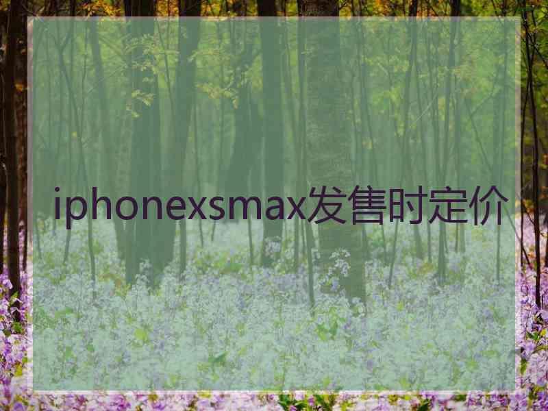 iphonexsmax发售时定价