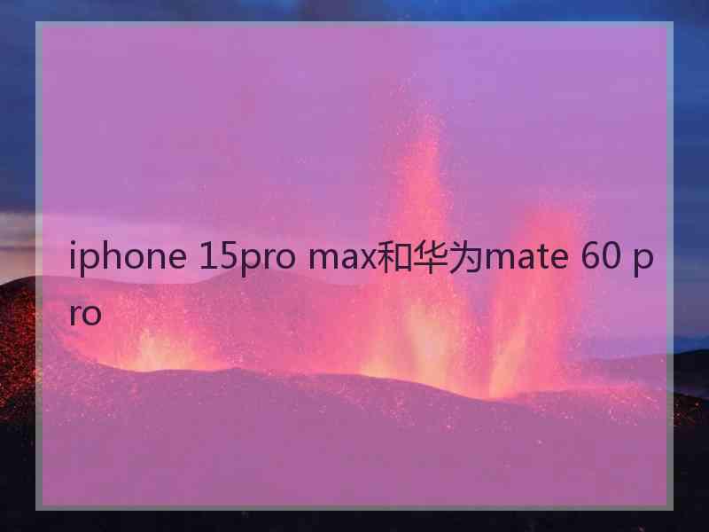 iphone 15pro max和华为mate 60 pro