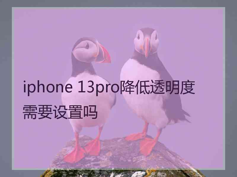 iphone 13pro降低透明度需要设置吗