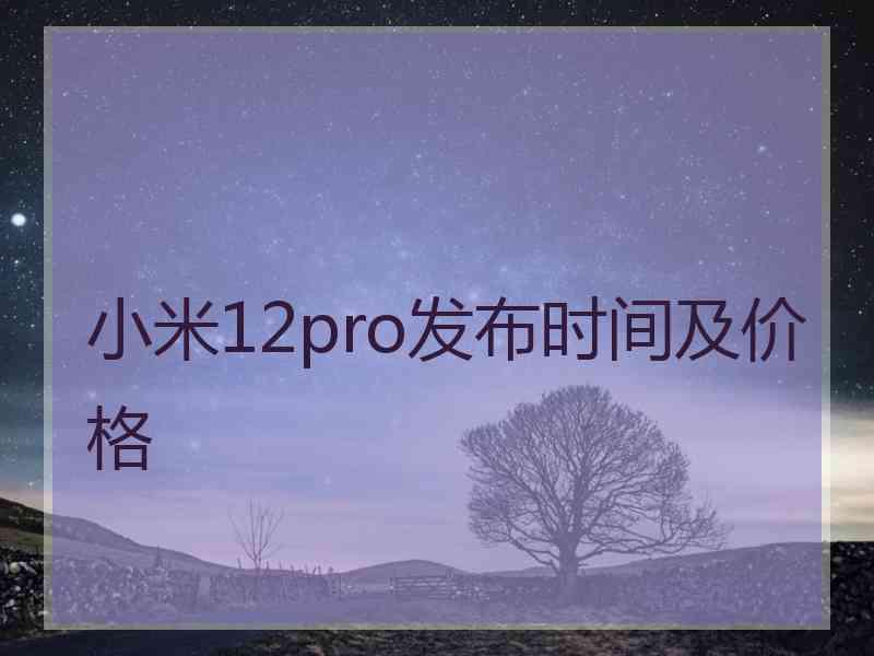 小米12pro发布时间及价格