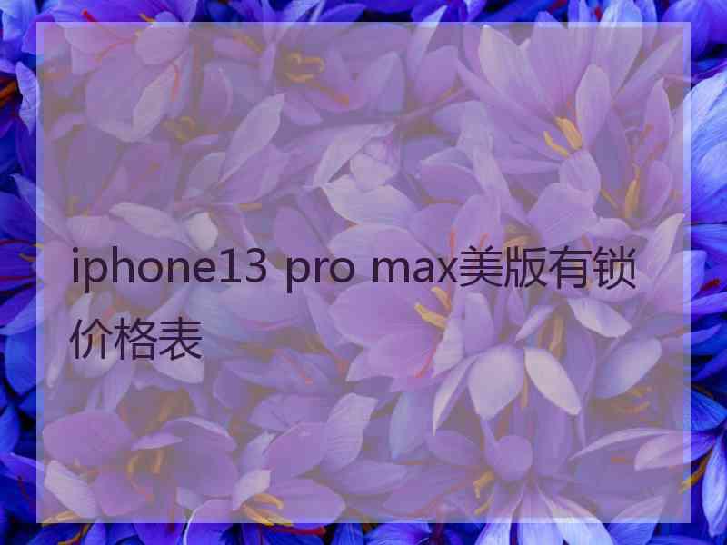 iphone13 pro max美版有锁价格表