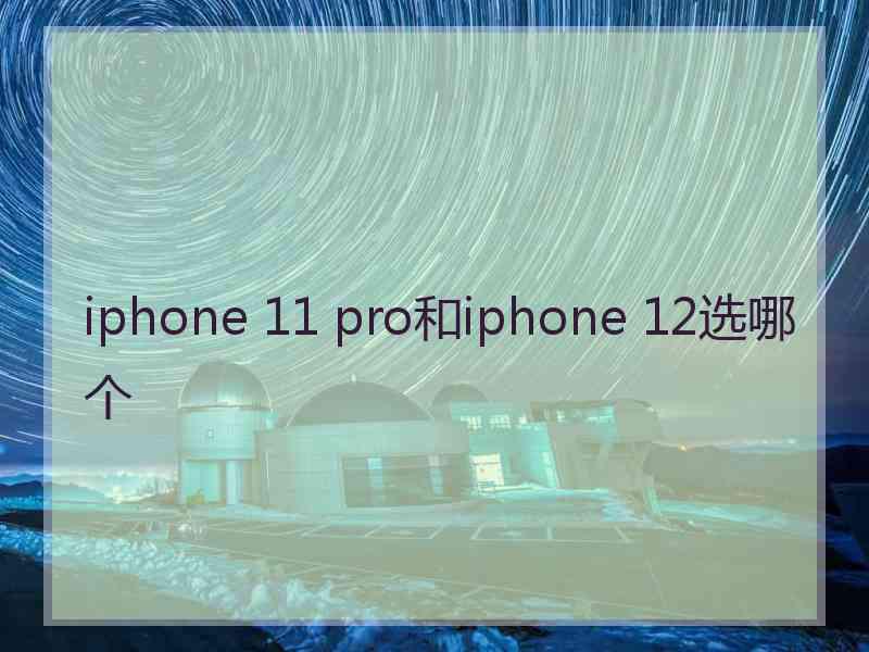 iphone 11 pro和iphone 12选哪个